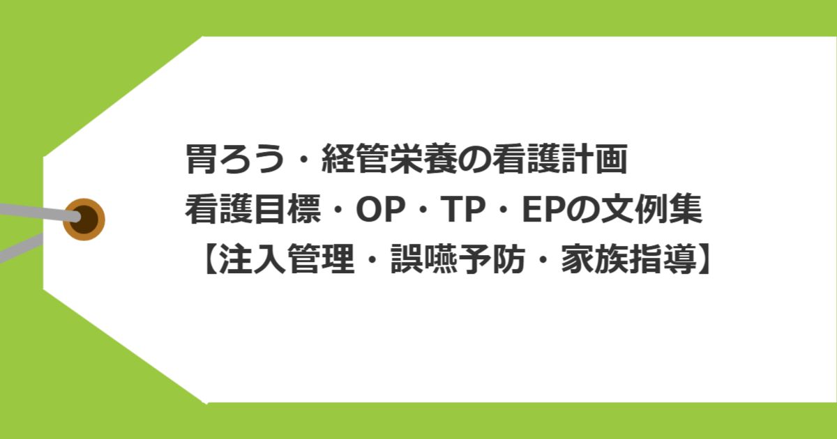 胃ろう・経管栄養の看護計画｜看護目標・OP・TP・EPの文例集【注入管理・誤嚥予防・家族指導】